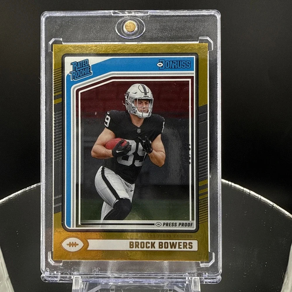2024 Donruss Brock Bowers Rated Rookie Gold Press Proof /50 RC #394 Raiders